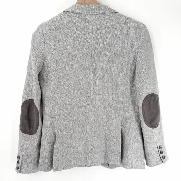 LOFT 8P Gray Herringbone Blazer Light Academia EUC Office Chic Spring Style - Picture 3 of 10